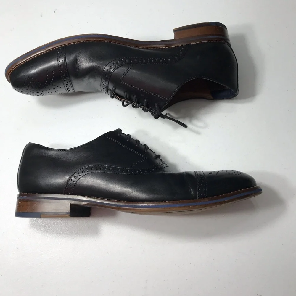 Johnston &Murphy Captoe Men's Black Leather Dress Shoes Size 13W S-03